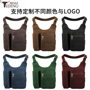 Tiding Men's Crossbody Bag Genuine Leather Tactical Shoulder Bag Dark <b>Brown</b> Adjustable Strap Outdoor Hiking Casual <b>Backpack</b> - Product Image 3