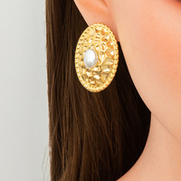 SUMMLY vente chaude en acier inoxydable perle rétro mode boucles d'oreilles et boucles d'oreilles en gros boucles d'oreilles