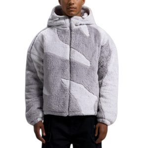 Custom High Quality Color Block Man <strong>Hoodie</strong> Hood <strong>Sherpa</strong> Jacket Boxy High Neck Embroidery Patch Pullover Fleece <strong>Men</strong> <strong>Hoodie</strong> - Product Image 1