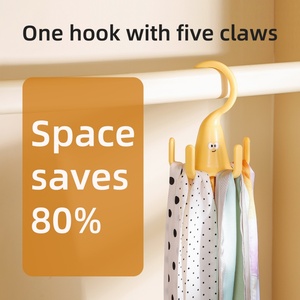 Space Saving Banana Five Rotated Hanger Hooks <b>Wardrobe</b> Clothes Rack Organizer Bag Belt Scarf <b>Hanging</b> Rack Closet Hanger - Product Image 3