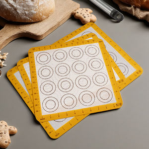 맞춤형 색상 0.7mm 통기성 노란색 실리콘 베이킹 매트 녹은 콩 쿠키 베이킹 매트 마카롱 디자인 퍼프 베이킹 팬 패드 - Product Image 3