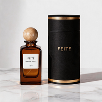 Flacon de parfum coloré personnalisé, nouveau design, 80 ml, flacon en verre à sertir avec boîte et bouchon en bois