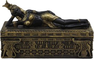 Hermosa Reina del Antiguo Egipto Cleo Patla joyero decorativo pequeña estatua diosa Isis - Product Image 3