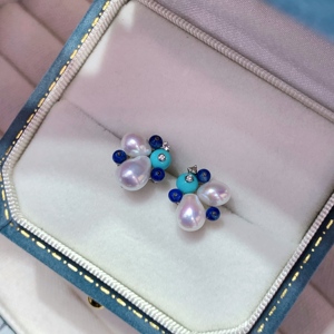 Artisan Designer Irregular Baroque S925 Sterling <b>Silver</b> <b>Stud</b> <b>Earrings</b> With Lustrous Freshwater Keshi Pearls Inlaid Matte Natural - Product Image 4