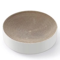 Griffoir pour chat en carton ondulé 2-en-1 personnalisé OEM, durable, rond, lit-griffoir pour chat d'intérieur, vente en gros