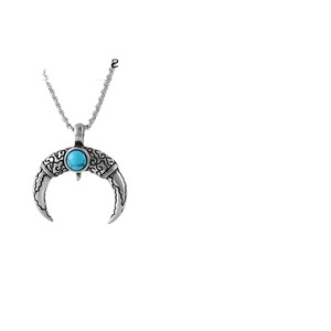 Pendentif en acier inoxydable yunnique en forme de dent d'animal avec incrustation de turquoise, collier de style punk pour hommes - Product Image 3