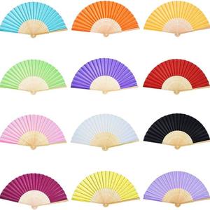 Wholesale Chinese Custom Bamboo Printed Fabric Bamboo Fan Folding Paper Fan Hand Fan for Favors Gift - Product Image 1