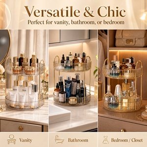 Organizador de Cosméticos Giratorio Redondo de Lujo 360 °   Estante de Almacenamiento Giratorio para Baño, para Uso Doméstico - Product Image 5