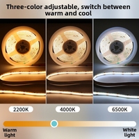 Bande LED COB double CCT 10 mm, 576 LED, 24 V, 6 combinaisons de températures de couleur, gradation à trois tons, IRC 90, pour éclairage intérieur de magasins et salles d'exposition