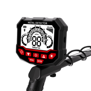 Détecteur de métaux portatif noir et rouge en plastique ABS, bobine de recherche de 30 cm, multifréquence, pour adultes - Product Image 3