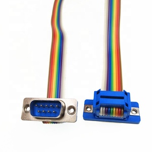 Personalizado 9P 9P Dupont <span class=keywords><strong>2</strong></span>,54mm a DB9 9pin LCD mujer luces Led plana Arco Iris cinta de Cable - Product Image 4