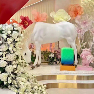 Grande statue de cheval animatronique réaliste, décoration de mariage de luxe, accessoire animal mobile, modèle d'événement avec fourrure réaliste - Product Image 1