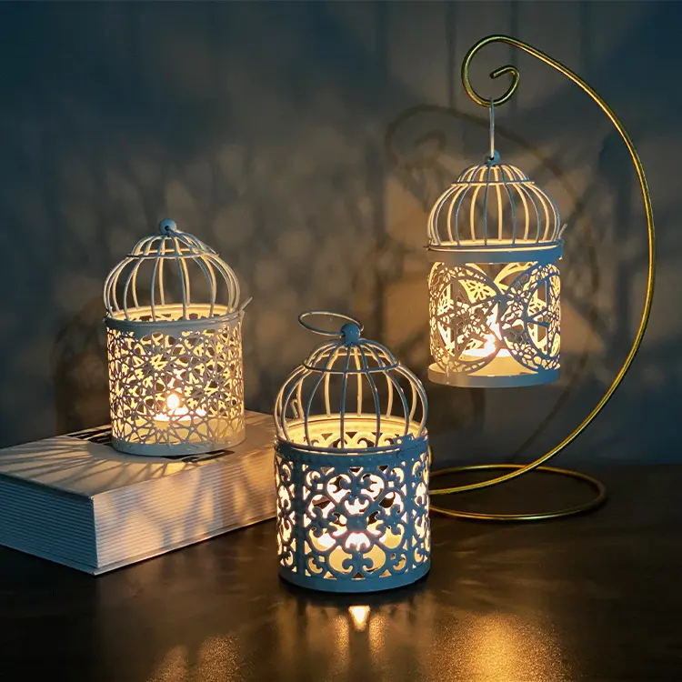 Decorazioni per la casa supporto vuoto candeliere Tealight lanterna appesa gabbia per uccelli Vintage natale/fata matrimonio/decorazione per feste