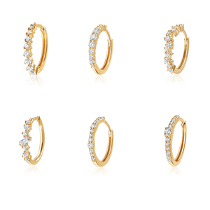 CANNER 2023 1PC Fine Jewelry Environment Friendly 18K Gold Plated 925 <b>Sterling</b> <b>Silver</b> Cubic Zirconia Paved Huggie <b>Hoop</b> Earrings - Product Image 1
