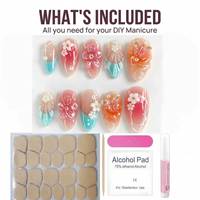 Ongles à presser Meila en acrylique brun, motif fleur 3D blanche, dentelle dorée, forme amande, certifiés CE, personnalisables pour salons de manucure et fournisseurs de spas