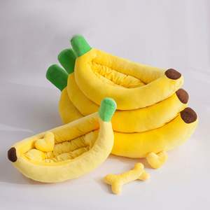 Qbellpet Op Maat Gemaakte Creatieve Gepersonaliseerde Fruit Bananenvorm Hondenhuis Schattige Warme Pluche Hondenbed <span class=keywords><strong>Dropshipping</strong></span> Huisdierenproducten - Product Image 1