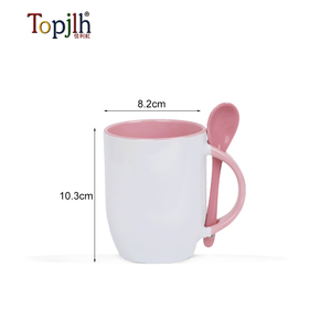 Topjlh 11ออนซ์325มล. ถ้วยเซรามิกแบบระเหิดพร้อมช้อนออกแบบการ์ตูนสำหรับเป็นของขวัญส่งเสริมการขายทางธุรกิจกาแฟกิจกรรมแบรนด์ - Product Image 3