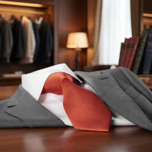 Corbata de Tela Tejida a Mano con Rayas Naranjas, Diseño Italiano, para Hombre Adulto, Talla Única, Accesorio Exclusivo - Product Image 3