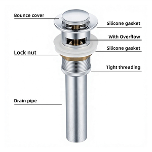 อ่างสแตนเลสใช้ในห้องน้ำที่ระบายของเสียป๊อประบายน้ำออกได้เป็นมิตรต่อสิ่งแวดล้อมป้องกันการกัดกร่อนชุบโครเมียมทันสมัยระดับมืออาชีพ - Product Image 4