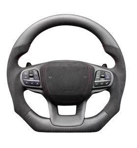 Volant en cuir et fibre de carbone personnalisé adapté aux Ford Transit Tourneo C-MAX Kuga St V348 Mk8 2018 2019 <span class=keywords><strong>2023</strong></span> 2021 2022 - Product Image 1
