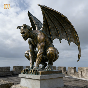 <span class=keywords><strong>Estatua</strong></span> de Gárgola Alada de Bronce, Escultura de Demonio de Bronce Fundido en Posición Agachada para Decoración de Exteriores - Product Image 5
