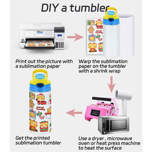 Abd depo 12oz düz çocuk süblimasyon boşlukları Tumbler kupası 304 paslanmaz çelik çift duvar vakum yalıtımlı su şişesi - Product Image 5