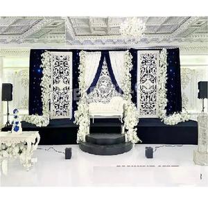 ฉากหลังเวทีงานแต่งงานแบบราชวงศ์อินเดียที่ดูดีมีคลาสชุดรูปแบบสีขาวสำหรับตกแต่งงานแต่งงาน - Product Image 1