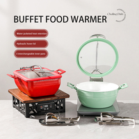 Buffet commercial rond en acier inoxydable avec couvercle à levage lent, compatible avec l'induction
