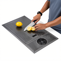 Évier de cuisine moderne fait main pour camping-car avec robinet pliable, multifonctionnel en acier inoxydable SUS304, cuve unique, avec support pour machine à laver