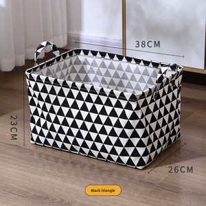 Paniers de rangement pliables rectangulaires en tissu coton-lin avec poignée pour dortoir - Product Image 5