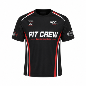 Camiseta Personalizada para Fanáticos de Carreras, con Estampado de Equipo, para el Día del Partido, con Detalles a Rayas, Tejido de Malla, Manga Corta, Uniforme de Equipo de Carreras - Product Image 2