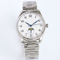 Montre mécanique automatique pour homme de la série Moon Phase - Acier inoxydable, résistante à l'eau 30M