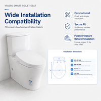 Couvre-siège de toilette intelligent certifié Watermark, télécommande PP, désodorisation automatique, nettoyage intelligent, design moderne
