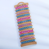 12Pcs Set Gelang Tenun Bohemian Warna-warni Gaya Etnik Nepal Gelang Persahabatan Geneva dengan Rumbai Modis