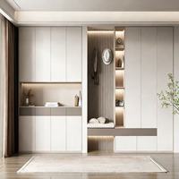 Meuble de rangement flottant moderne et minimaliste en contreplaqué avec tiroir coulissant et robinet d'évier pour entrée et cuisine - Taille et couleur personnalisables