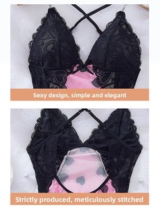 <span class=keywords><strong>Camicia</strong></span> <span class=keywords><strong>da</strong></span> <span class=keywords><strong>Notte</strong></span> Sexy e Seducente in Poliestere con Stampa a Cuori, Spacco Laterale, Fiocchi in Pizzo e Spalline Incrociate con Schiena <span class=keywords><strong>Aperta</strong></span> per Uso Domestico - Product Image 5