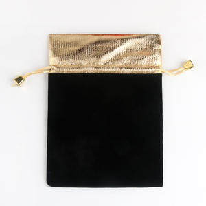 Bolsa de Terciopelo con Cordón y Borde Dorado para Empaque de Joyería de Boda, Reciclable, Venta al Por Mayor - Product Image 5