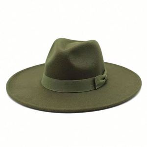 2024 New Trend 9.5cm Wide Brim Wholesale Women Fedora <b>Hats</b> With Matching Ribbon Bow Flat Fedora <b>Hat</b> - Product Image 2