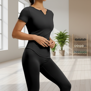 Conjunto Deportivo de 2 Piezas para Mujer, Cuello en V, Ecológico, de Secado Rápido, Transpirable, para Yoga y Ejercicio, con Cintura Elástica - Product Image 3