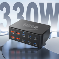 Station de charge USB 10 ports PD 100W USB C GaN 330W Chargeur rapide pour ordinateur portable et téléphone Prise de charge rapide pour MacBook/écouteurs