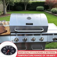 Termometer Panggangan BBQ Tahan Air Baja Anti Karat Analog Rentang Suhu 800F