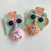 Lot de 2 Lunettes de Soleil Pliables Portables pour Enfants, Protection UV400, Monture Complète, avec Étui de Rangement Mignon à Motifs de Dessins Animés Inclus, Lunettes de Soleil Bébé Bicolores