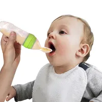 Juego de alimentos de silicona de grado alimenticio para bebé, conjunto de botella de alimentación para Comida Infantil, fruta fresca, arroz, cereales, cuchara, alimentador
