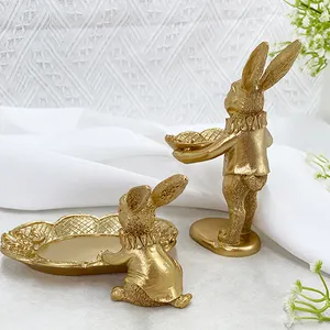 SYLVAN OEM Hot Sale Gold Rabbit 3d Printer Resin Crafts Animal Assiette Luxury Jewelry Earrings Plate Home Ornament