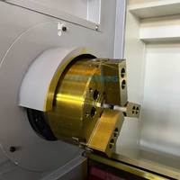 Mesin Bubut CNC CK6136 China Flat Bed 380v 8 Station Hydraulic Chuck Electric Turret untuk Logam