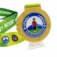 Medalla de Maratón Personalizada de Tailandia, Chapada en Oro, Aleación de Zinc, Cultura del Sudeste Asiático, Premio para Corredores, Idioma Tailandés