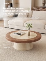 Großer und Kleiner Runder Massivholz-Couchtisch-Set Wohnzimmer Retro Einfaches Design Hochwertiges Couchtisch-Set
