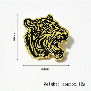 Bros Kepala Harimau Zodiak Cina Paduan Logam Premium Kreatif Gaya Cina Baru untuk Dekorasi Pakaian Aksesori Perhiasan - Product Image 5