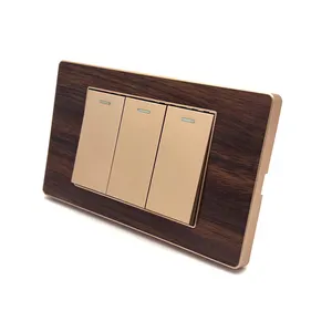 SC16 High Quality Antique Acrylic Wood Plate 3Gang 1Way 2Way LED Light Wall Switch Home Use