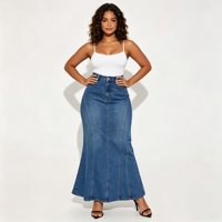 Robe en jean grande taille pour femme, élégante, décontractée, mi-mollet, coupe droite, tendance, style boutique streetwear